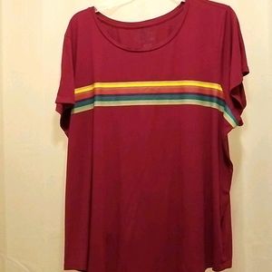 Size 5X Top with rainbow stripes Fits 4X top too